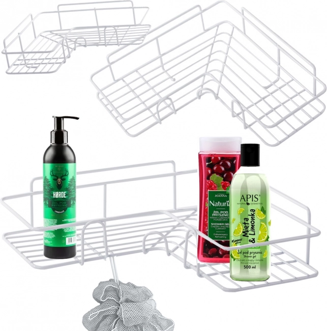 Étagère d'angle de salle de bain pour douche blanche