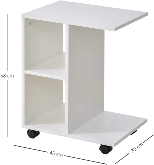 Table basse à roulettes avec organiseur