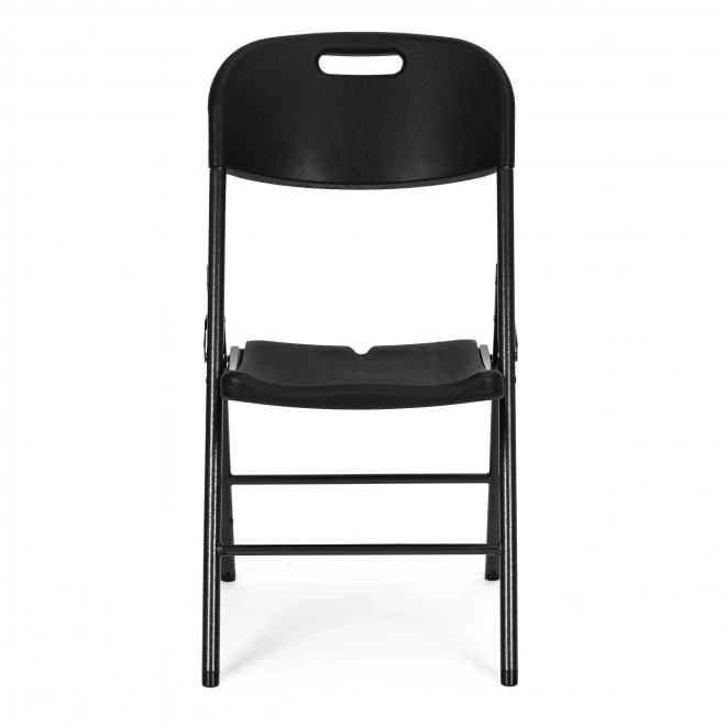 Ensemble de 2 chaises pliantes ModernHome, structure en métal, HDPE, noir