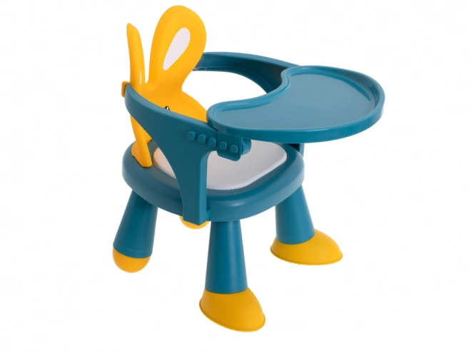 chaises pour nourrir et jouer jaune et bleu