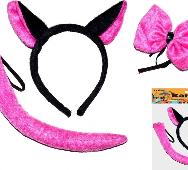 Set de carnaval chat – oreilles, nœud papillon et queue