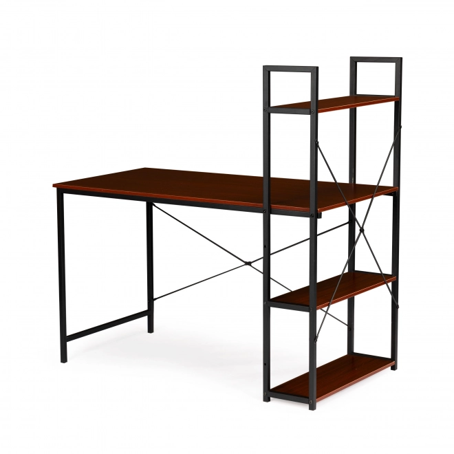 Bureau informatique en bois avec étagères de style loft