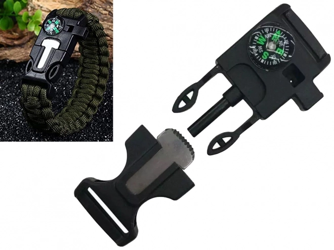 Bracelet de survie avec boussole et allume-feu