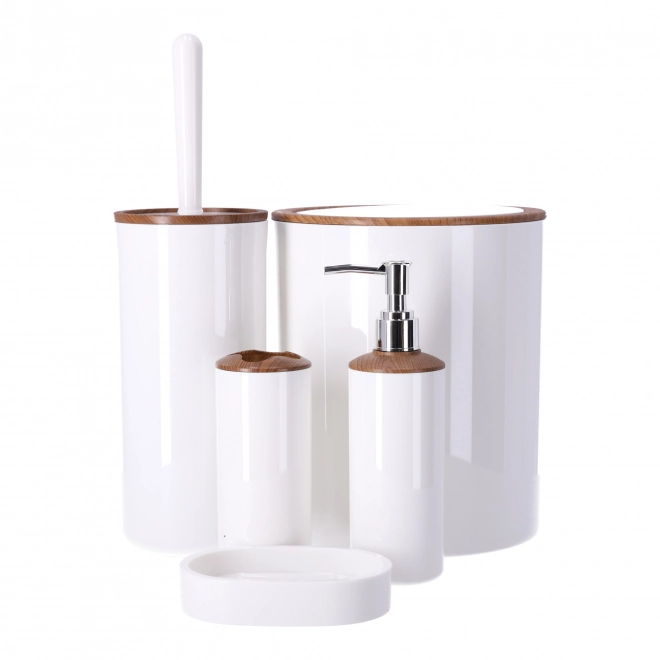 Ensemble d'accessoires de salle de bain 5 pièces BERRETTI, blanc + bois