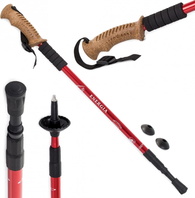 Bâtons de randonnée Nordic Walking bâtons en liège - 1 pièce – Červené