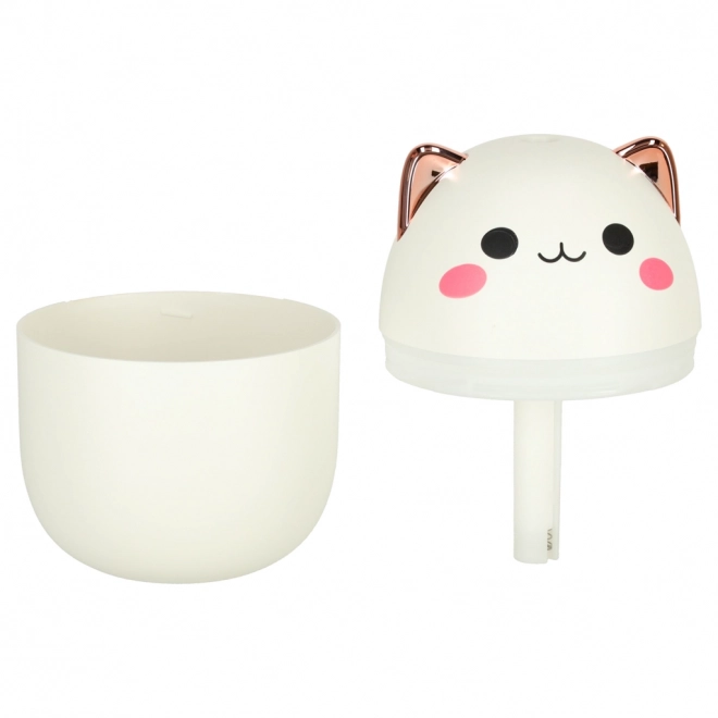 Diffuseur et humidificateur d'air pour huiles essentielles en forme de chat blanc