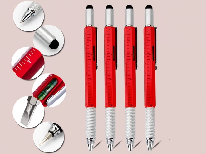 Stylo multifonction multitool 6 en 1 avec niveau à bulle