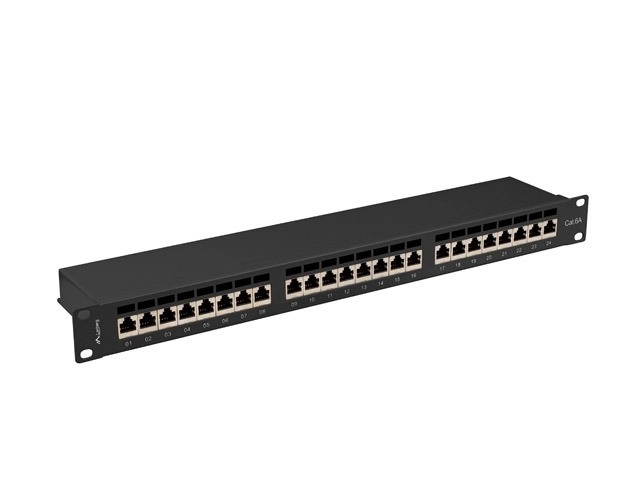 Panneau de brassage 24 ports 1U Cat 6A noir