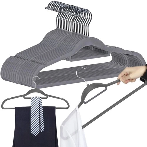 Ensemble de 20 cintres en velours gris Ruhhy