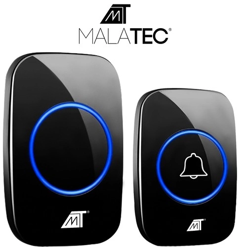 Sonnette sans fil noire Malatec