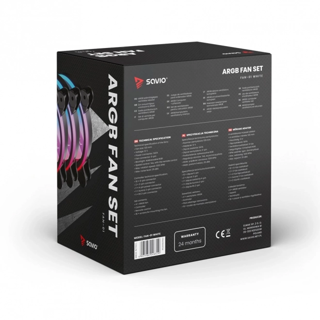 FAN-01 Blanc Pack de 4 ventilateurs 120mm ARGB avec contrôleur et télécommande