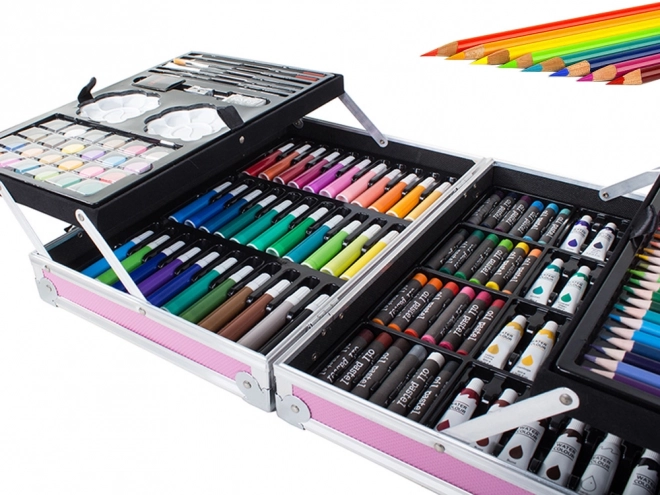 Ensemble artistique créatif rose 145 pcs dans une valise