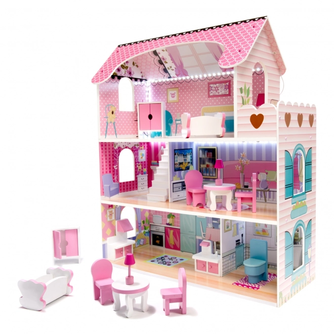 Maison de poupées en bois avec meubles - 70 cm