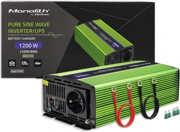 Qoltec onduleur à onde sinusoïdale pure 600W - 1200W