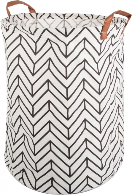 Panier textile pour linge et jouets XL, pliable, 40×35 cm, chevron noir et blanc