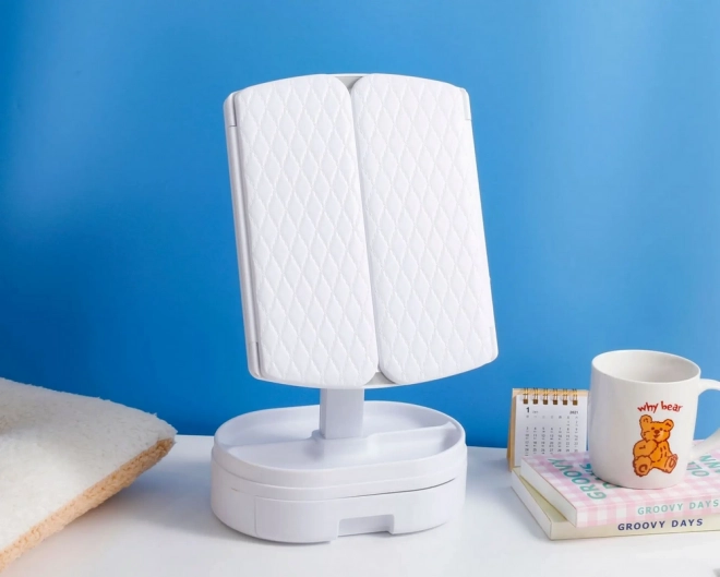 Miroir cosmétique pliable à LED avec éclairage et grossissement