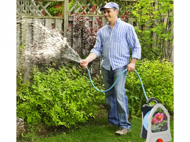 Tuyau d'arrosage de jardin avec support enrouleur