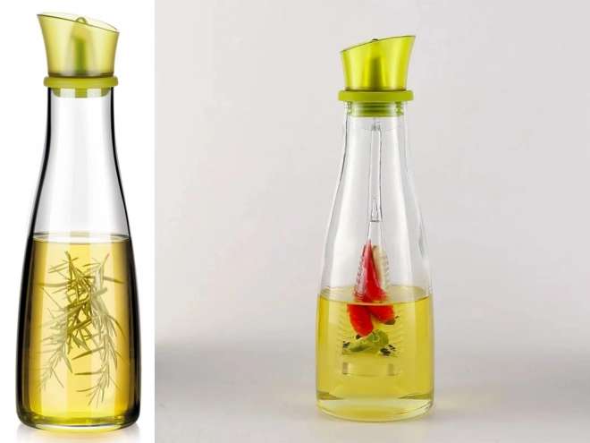 Bouteille en verre pour huile et vinaigre avec doseur intégré pour herbes