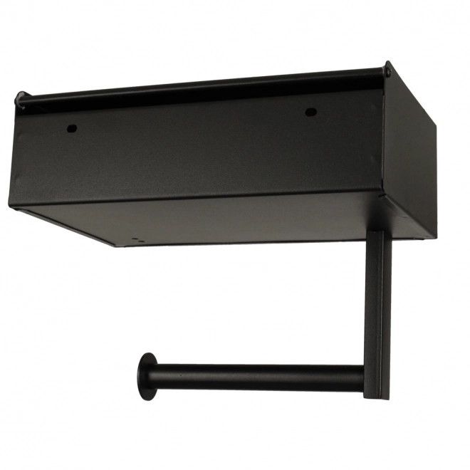 Porte-papier toilette avec étagère et espace de rangement noir