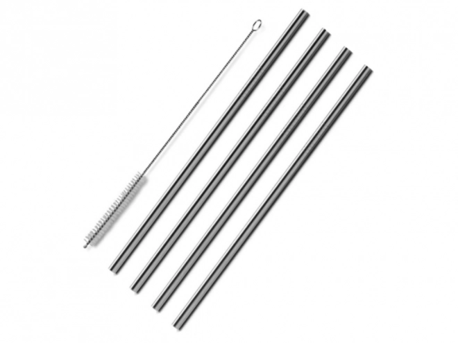 Pailles en acier inoxydable réutilisables 10 pcs droites + brosse de nettoyage