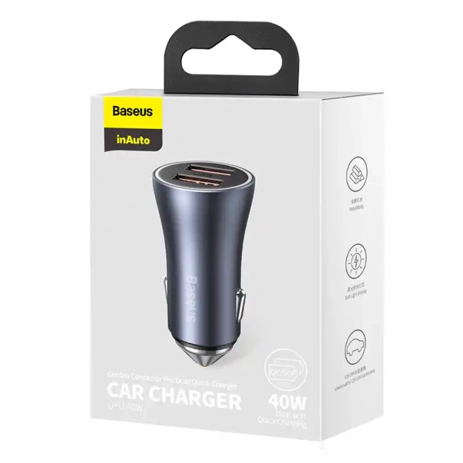 Chargeur de voiture Baseus 40W avec deux ports USB