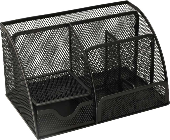 Organisateur de bureau en métal à 7 compartiments – noir
