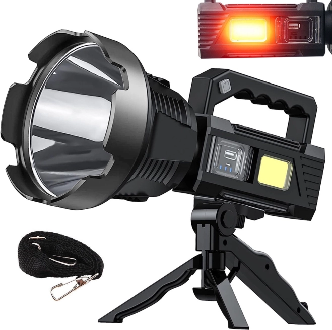 Projecteur LED sur trépied CREE XHP90 avec panneau COB et powerbank