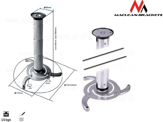 Support de plafond pour projecteur Maclean