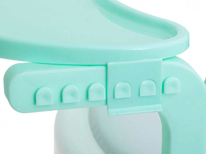 Chaise de nourrissage et de jeu avec table turquoise