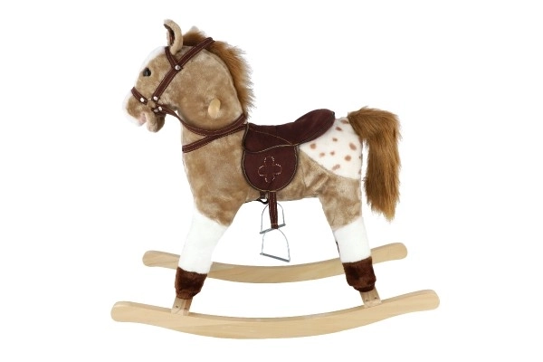 Cheval à bascule en peluche brun clair avec effets