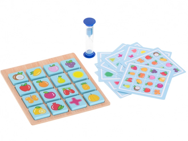 Puzzle en bois jeu de société memory fruits et formes