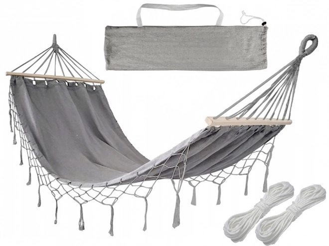 Hamac de jardin XL avec barres d'écartement en bois