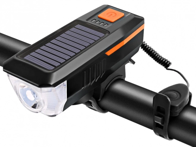Lumière LED avant pour vélo avec charge solaire et klaxon