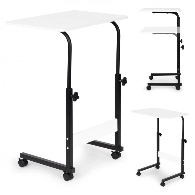 Tablette pour ordinateur portable avec roulettes, table attachée au fauteuil convertible - blanc