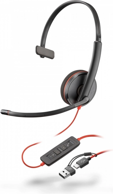 Casque monaural Poly Blackwire 3210 USB-C + USB-C/A