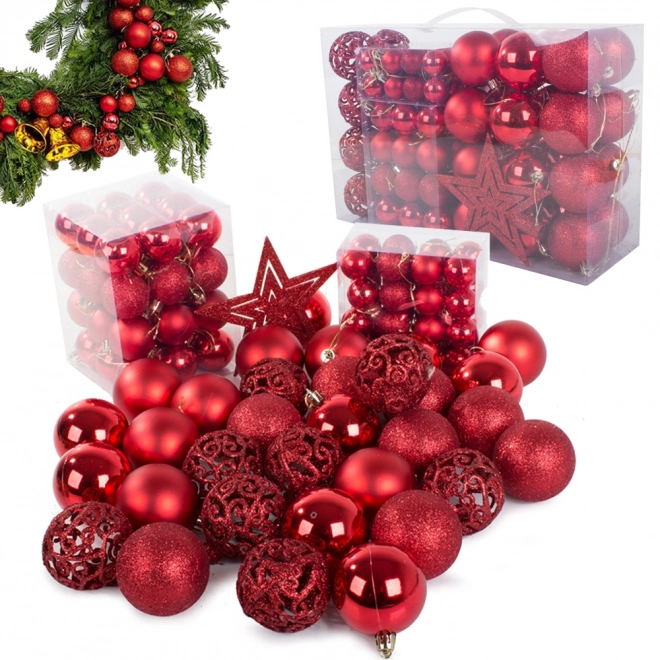 Décorations de Noël pour sapin - ensemble de 100 pièces avec étoile rouge