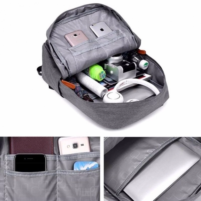 Sac à dos scolaire étudiant gris clair