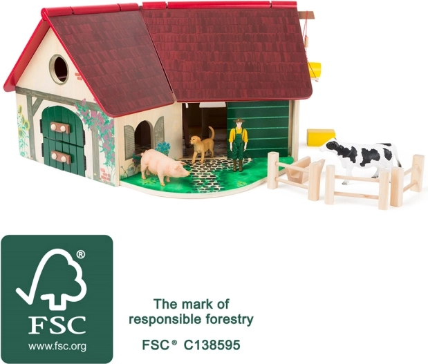 Petite ferme en bois avec animaux