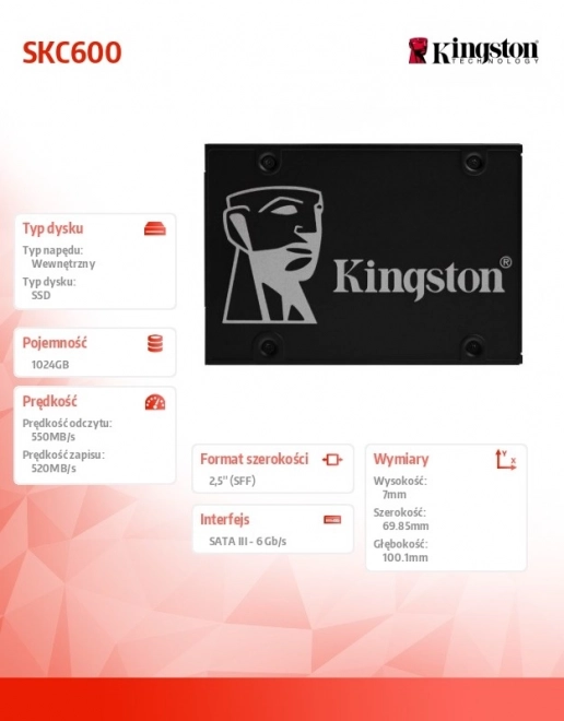 SSD Kingston KC600 1024GB SATA 3 2,5