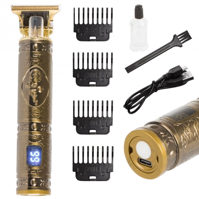 Tondeuse électrique dorée pour barbe et cheveux
