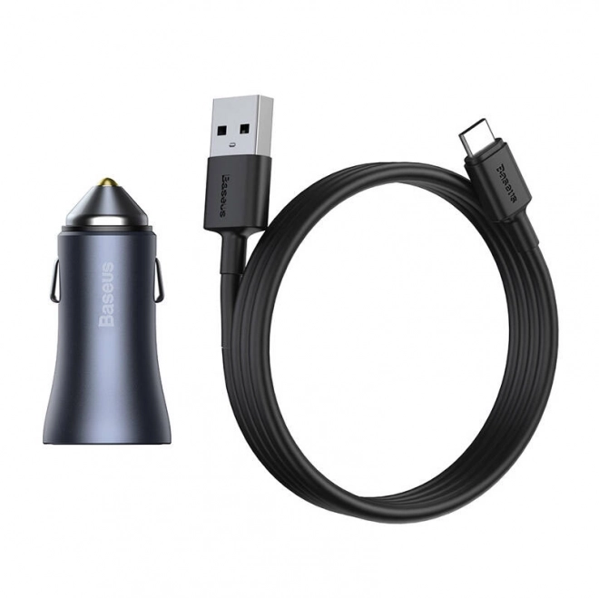 Chargeur de voiture Baseus avec USB double et câble USB-C