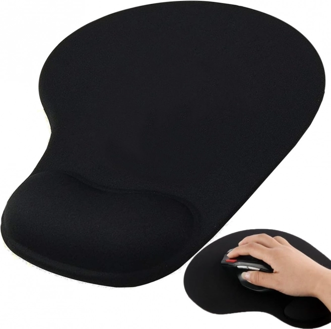 Tapis de souris ergonomique en gel avec repose-poignet, noir