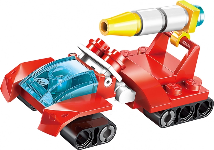 Véhicule futuriste et robot dans une seule boîte