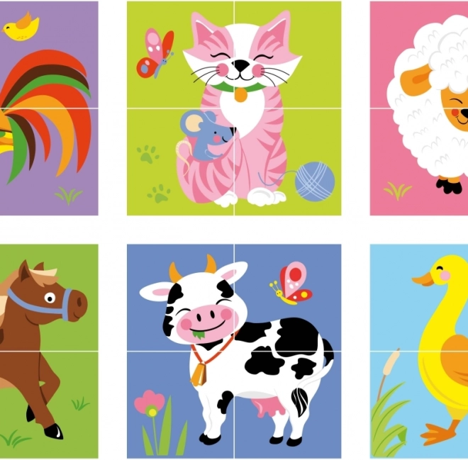 6 images de la ferme dans un seul puzzle
