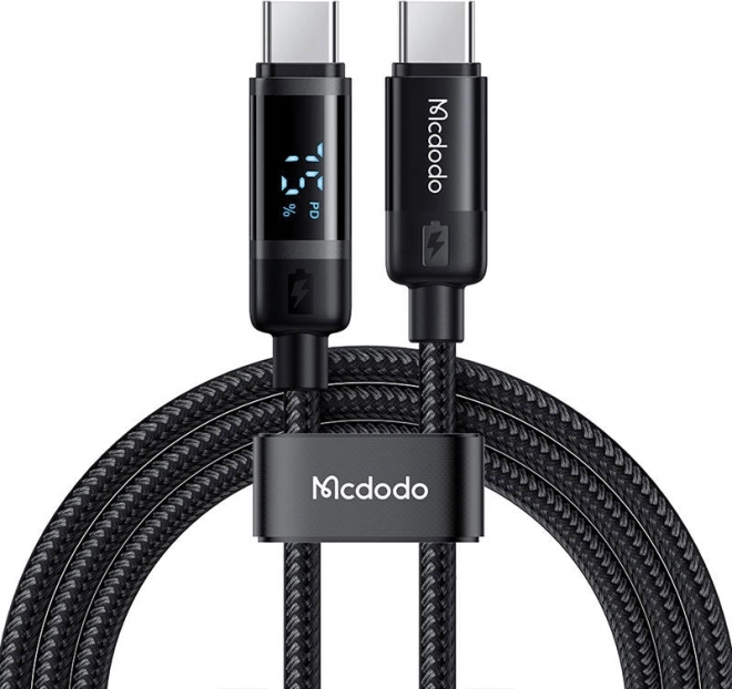MCDODO câble USB‑C vers USB‑C avec écran, 60 W, 1,2 m, noir