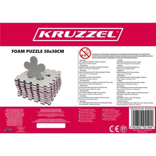 Puzzle en mousse rose contrastée avec cœurs et fleurs