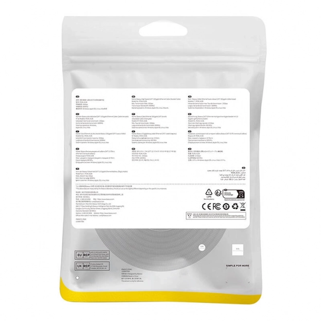 Câble Ethernet tressé cat.7 Baseus RJ45, 10 Gbps, 8 m, noir