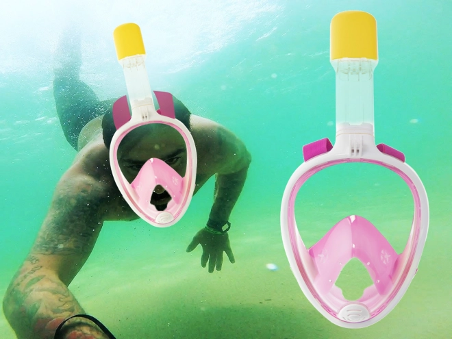 Masque complet pliable avec tuba S/M rose