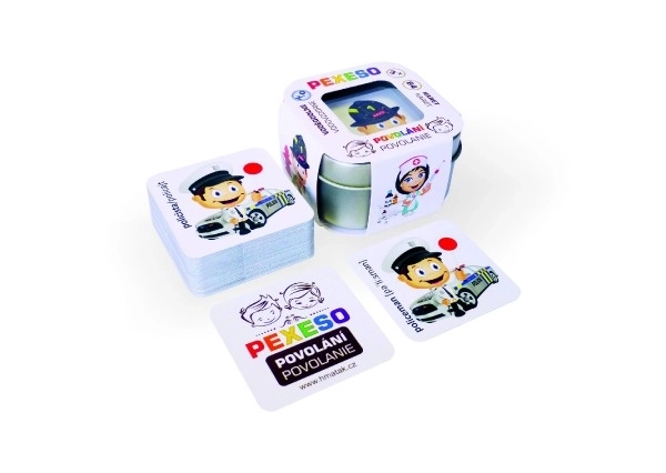 Pexeso Métiers étanche 64 cartes dans une boîte en métal 6x6x4cm