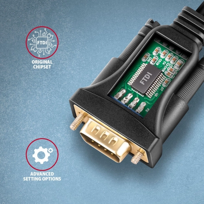 Adaptateur USB 2.0 vers RS-232 avec port série, câble 1,5m, puce FTDI